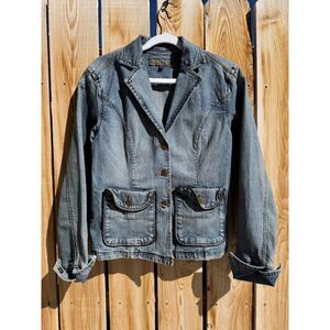 Yuka Jeans Women's VTG Quality Denim Jacket 3 Button Pocketed Collared Fitted S